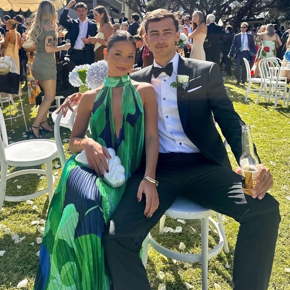 L’IDEE Opera Gown in Capri Print Green - Picture 2 of 5